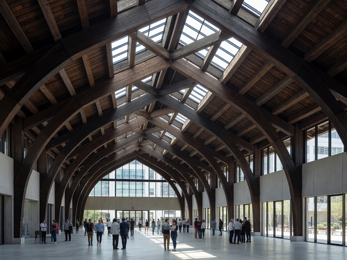 Public civic hall with a high, clearly expressed roof structure